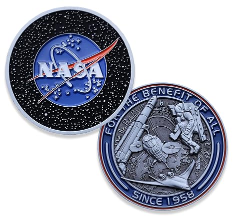 NASA Logo Stars Challenge Coin - NASA Collectible Coin - Soft Enamel Mate Paint Official Logo of National Aeronautics & Space Administration Coins - Veteran Owned Company!