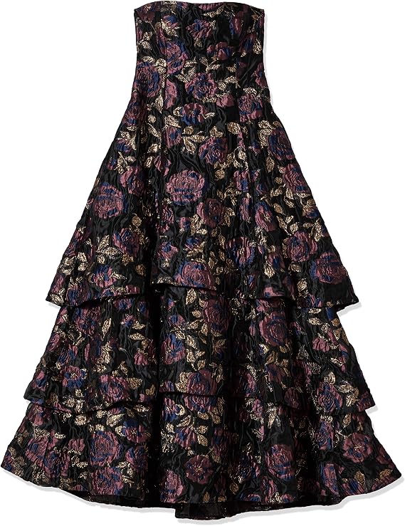 Aidan Mattox Women's Strapless Clipped Jacquard Long Gown