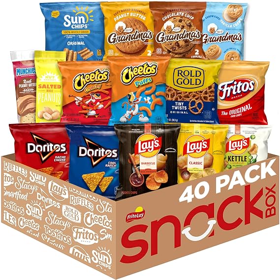 Frito-Lay Ultimate Classic Snacks Package, Variety Assortment of Chips, Cookies, Crackers, Nuts, 0.56 ounces, (Pack of 40) (Packaging May Vary)