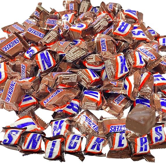 One-bite Size, Large Capacity Snickers Mini, Commercial Use, Miniature Size, Large Capacity 1kg Assorted, Individually Wrapped, Easy to Eat! Halloween, Valentine's Day K-Bright Storage Bag