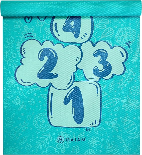 Gaiam Kids Printed Yoga Mat, Non-Toxic, Fun Design, 3mm