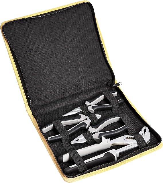 Amazon Basics Pliers Set, 4 Pieces, Grey, Black