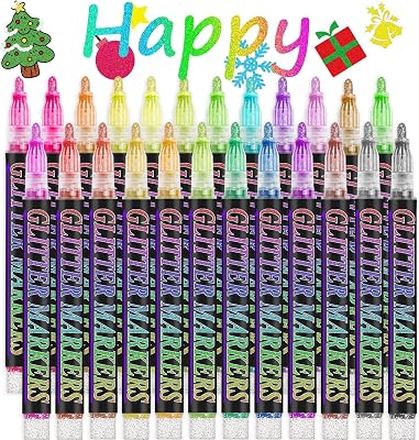Glitter Marker Pens Shimmer Sparkle Paint Markers, Tween Teen Girl Gifts Trendy Stuff Crafts Art Supplies for Kids Ages 4 6 8 9 10 12 14 16 Year Old Glitter Art Marker for Kids Adults Crafts Supplies
