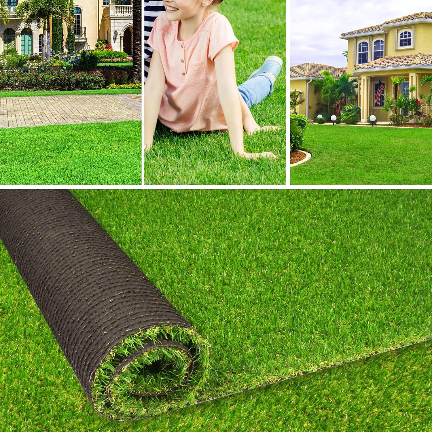 ZGR HOME&GARDEN Artificial Grass Fake Grass Lawn Turf 3 ft x 5 ft, Realistic Synthetic Pet Turf Garden Landscape, Indoor/Outdoor Rugs with Drain Holes, Dogs Pee Pads Area, Customized Available