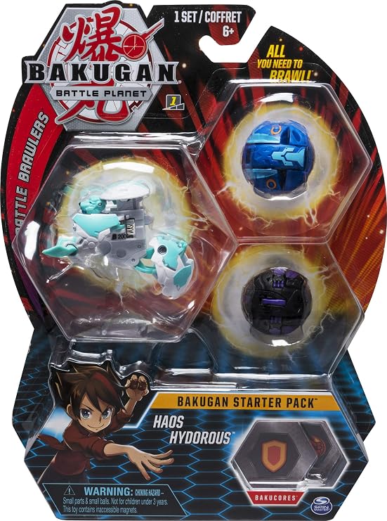 Bakugan Starter Pack 3-Pack, Haos Hydorous, Collectible Action Figures, for ages 6 and up