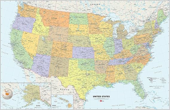 WallPops WPE99073 USA Dry Erase Map, Multicolor