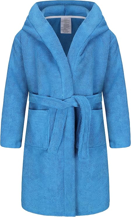 Boys Girls Teenagers Hooded Bathrobe Soft Towel Robe Kids Terry Cloth Spa Robes Sleepwear for Kids 5-16 Years