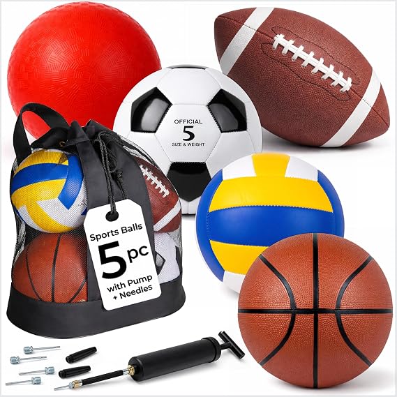 Outdoor Ball Set, Sports Ball Bag, Bag of Balls, Assorted Balls for Sports