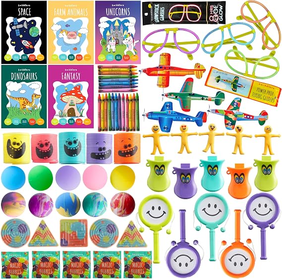 THE TWIDDLERS 60 Premium Assorted Party Bag Fillers for Kids Unisex - Goodie Loot Bag Pinata Fillers, Birthday Party Gift Favours, Classroom Rewards, Game Prizes for Boys & Girls