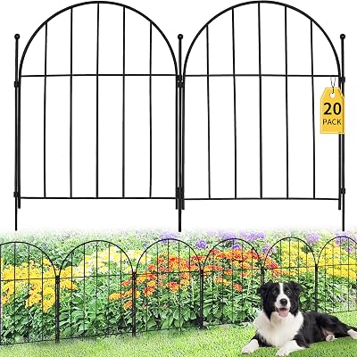 20PACK Garden Fence,22FTL x17inchH Metal No Dig Fence Animal Barrier Fence,Heavy Duty Rustproof Arched Flower Bed Edging Ornamental Wire Border Panel,Decorative Fence for Yard Patio Outdoor Decor
