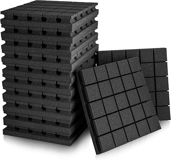 12 Pack Set 2" X 12" X 12" Acoustic Foam Panels, Studio Wedge Tiles, Sound Panels wedges Soundproof Sound Insulation Absorbing, 25 Blocks Square Design