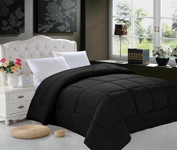 Elegant Comfort Luxury Down Alternative Comforter/Duvet Cover Insert, Twin, Black