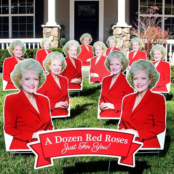 Prime Party Funny Plastic Yard Signs 15" x 23" Birthday Yard Signs with Stakes for Your Front Lawn Made of Corrugated Plastic - Made in USA (Golden Girls Dozen Roses)