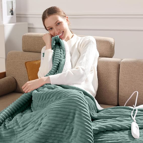 Heated Throw Blankets for Office - 50"x60" Electric Throw Blanket, Green