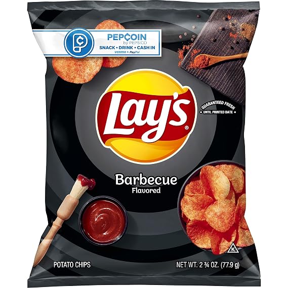 Lays Potato Chips, Barbecue Flavor, 2.75oz Bag Packaging May Vary