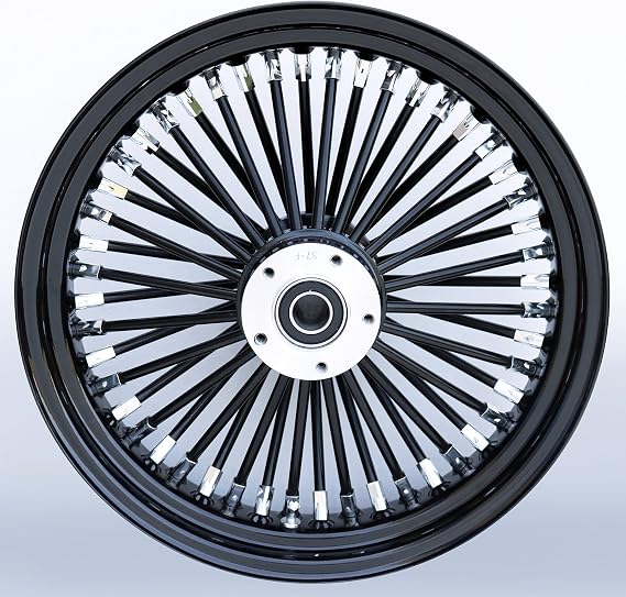 Black/Black Ultima 48 King Spoke 16" x 3.5" Front Dual Disc Wheel for Harley and Models, 37-720