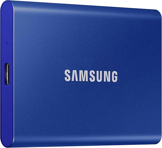 SAMSUNG T7 Portable SSD, 500GB External Solid State Drive, Speeds Up to 1,050MB/s, USB 3.2 Gen 2, Reliable Storage for Gaming, Students, Professionals, MU-PC500H/AM, Blue