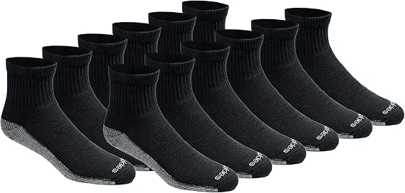 Dickies Men's Dri-Tech Moisture Control Quarter Socks, Available in M-XXL (6, 12, 18 Pairs)