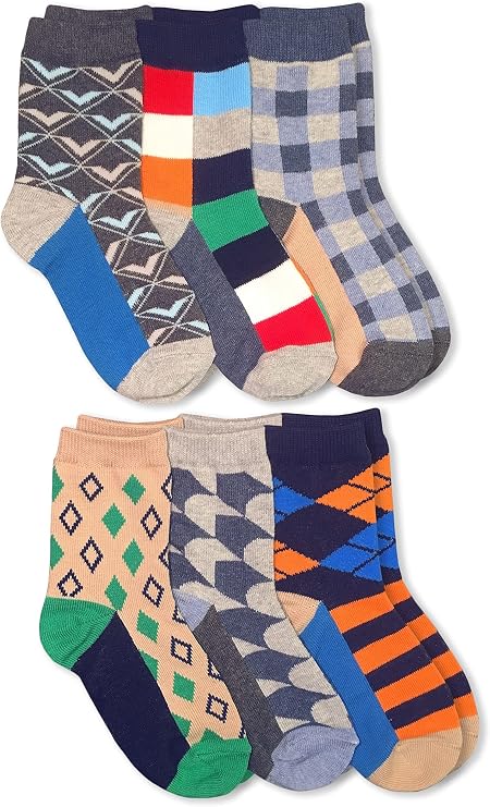 Jefferies Socks Boys' Fun Colorful Dress Crew Socks 6 Pair Pack