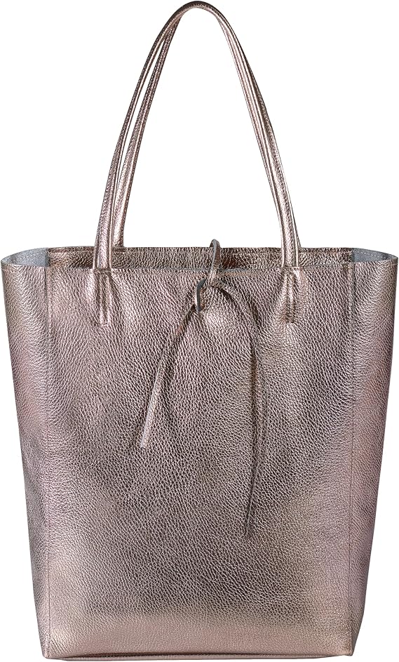 Genuine Italian Leather Tote Bag for Women, Large Purse (Bronze)