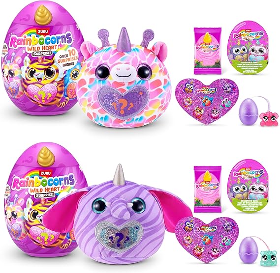 Rainbocorns Wild Heart Surprise 2 Pack by ZURU Collectible Plush Toy with Surprises, Mystery Egg for Girls & Boys Ages 3+