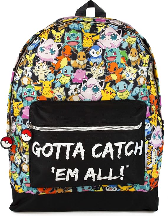 Pokemon Kids School Backpack | Pikachu & Friends Bookbag with Multiple Pockets, Adjustable Straps