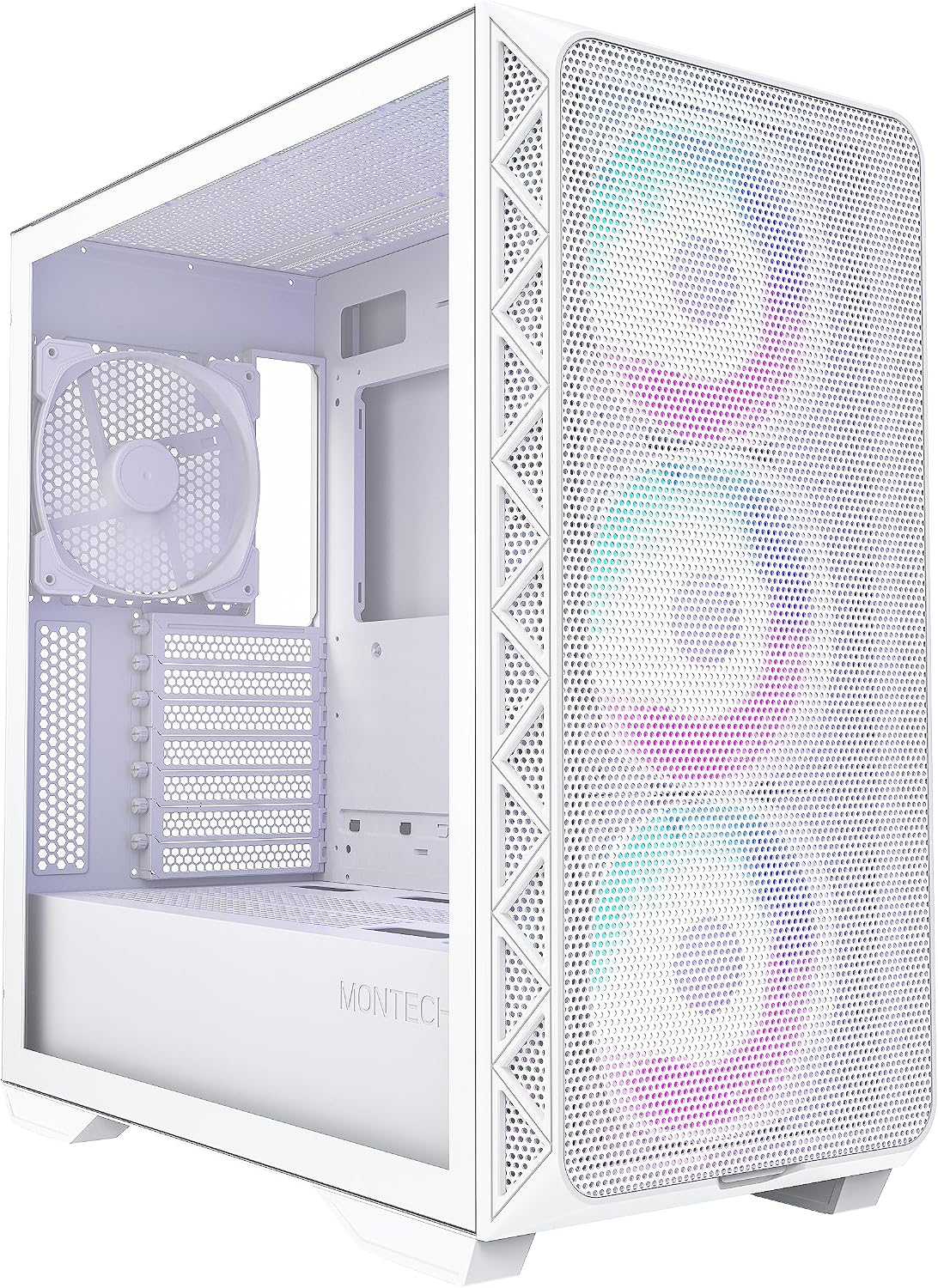 Montech AIR 903 MAX, E-ATX Mid Tower Case, High Airflow, 3X 140mm ARGB PWM & 1x 140mm PWM Fans Pre-Installed, Tempered Glass Side Panel, Mesh Front, Type-C, Support 4090 GPUs, White