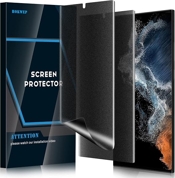 Galaxy S22 Ultraスクリーンプロテクター マットプライバシー 完全粘着 柔軟なTPUフィルム 画面内ロック解除をサポート アンチスパイ ケースフレンドリー Samsung Galaxy S22 Ultra 5G 6.8インチ用 2枚パック