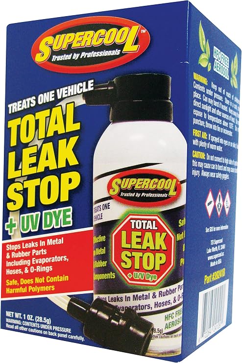 TSI Supercool 39241B Total Leak Stop and U/V Dye, 1 oz (HFC Free BOV Can with Adapter, Retail Box)