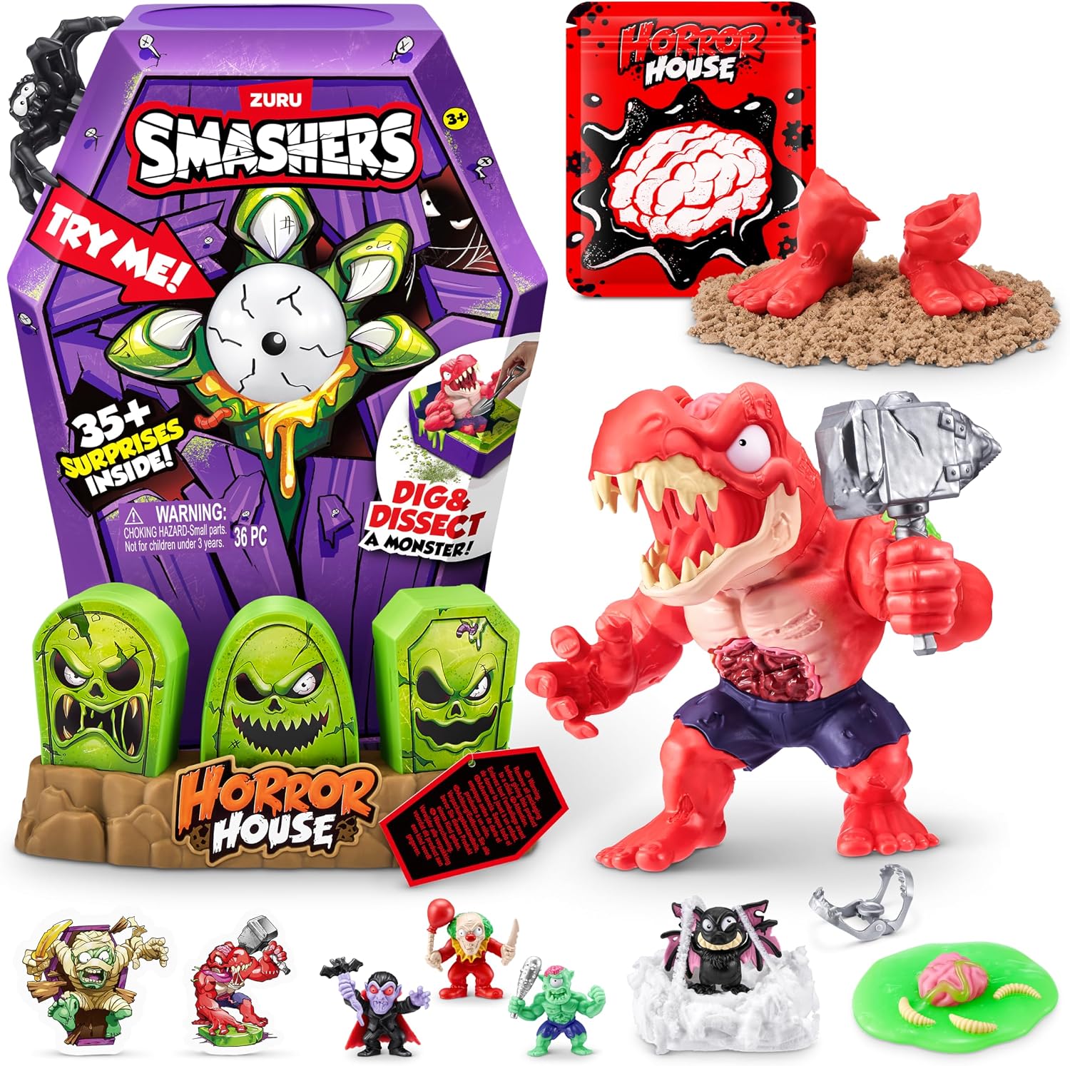 Smashers Mega Horror House Zombie Rex by ZURU, Interactive Toy, Collectable Toy for Kids and Teens