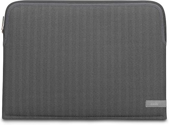 Moshi Pluma Laptop Sleeve Compatible for MacBook Pro/Air 13" & Other Laptop Device, Herringbone Gray