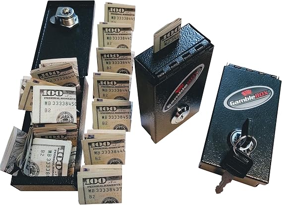 Original USA GambleBox Metal Pocket Sized Gambling Casino Cash Drop Safe Stops Addictive Urges to Gamble Away Your Winnings Best Tricks Tips Leave Keys Home Slip Cash Bills In And Go Home a Winner