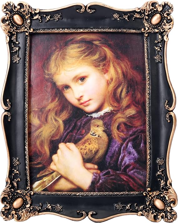 Vintage Black Picture Frame 5x7 Inch, Luxury Antique Photo Frames with Glass Front, Antique Golden Border, Horizontally or Vertically Tabletop