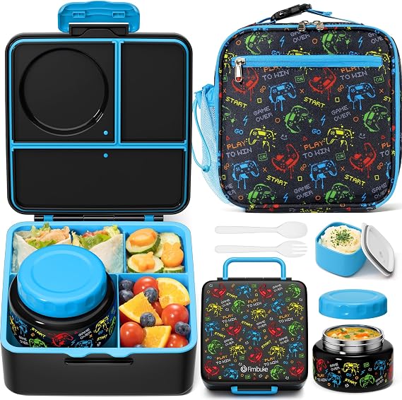 Fimibuke 60oz Kids Bento lunch Box with Insulated Lunch Bag & 8.5oz Thermo