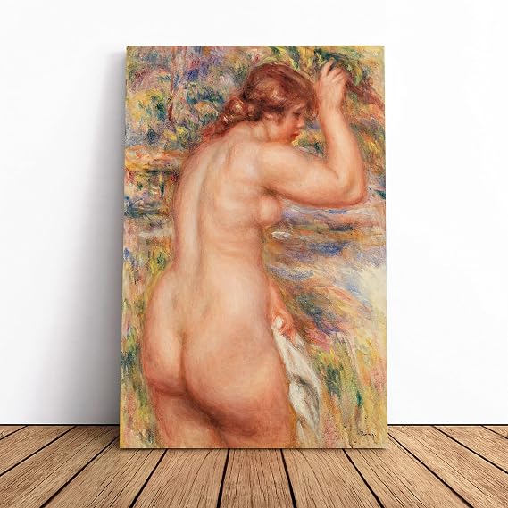 Nude Woman Vol.1 By Pierre-Auguste Renoir | Canvas Wall Art Print | Framed & Ready to Hang Picture | Modern Home Decor for Living Room, Bedroom, Kitchen or Office | 20x14 Inches