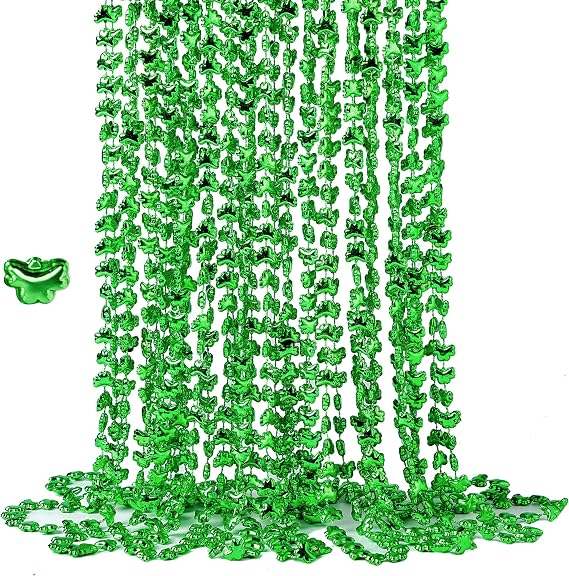 JOYIN 12 Pcs St. Patrick Shamrock Bead Necklaces, Green Clover Bead Necklace for St. Patrick's Day Dressing Up Costume Accessories, Irish Carnival Party Favor Supplies