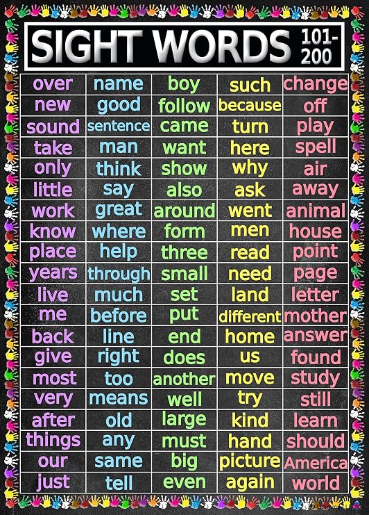 Advanced Sight Words Poster 101-200 for Second Grade - Laminated 14x19.5 - Educational Charts, Classroom Posters and Decorations, Back to School Supplies, Learning Poster for 1st and 2nd Grade