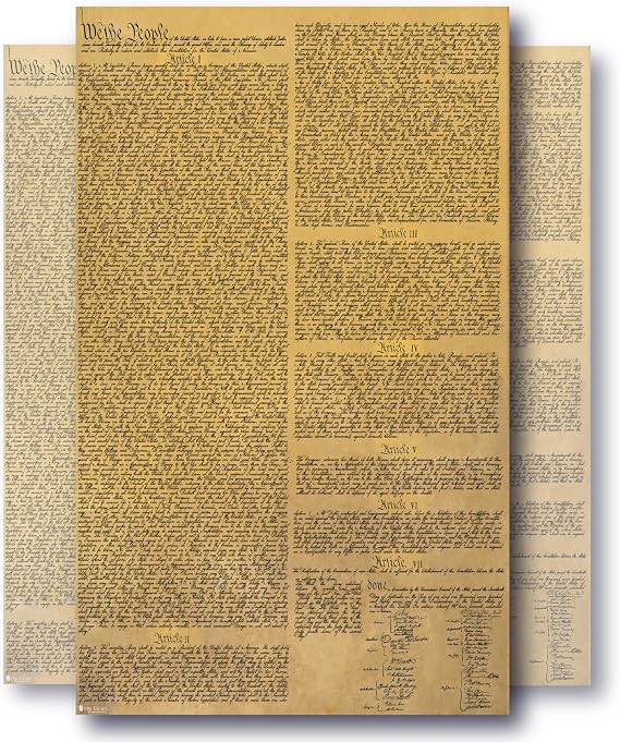 Young N Refined US Constitution American Founding Bill of Rights LAMINATED LARGE reproduction NOW BIGGER CLEARER TEXT 18x29 USA MADE