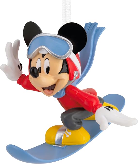 Hallmark Snowboarding Mickey Mouse Ornament, Disney Tree Decoration, Disney Hanging Ornament, Christmas Hanging Ornament, Gifts for Christmas, Silver Or Gold