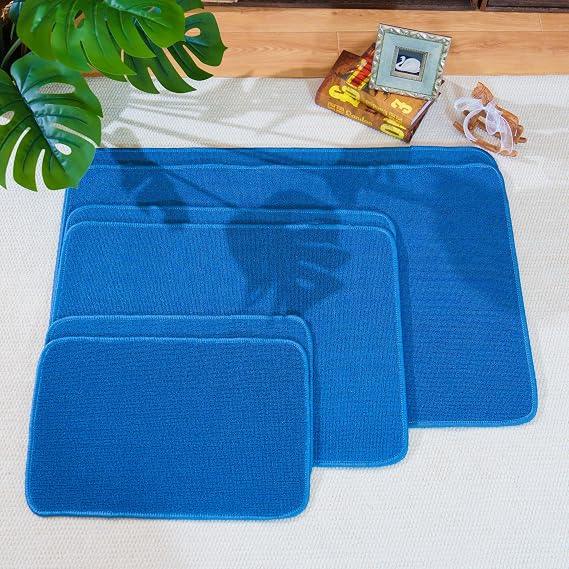 Premium Montessori Work Rug 2-Pack Medium 80x60cm(31.5"x23.6" )Blue High-Density Loop Mat with Felt Non-Slip Backing, Sturdy Floor Blanket for Sensory Play & Montessori Activities, Homeschool